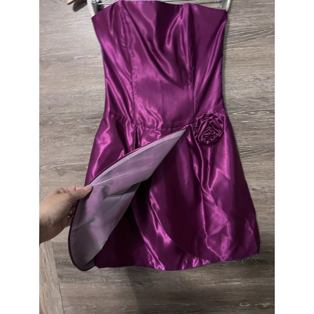 jessica mcclintock hot pink dress For Gunne Sax S Min… V neck keyhole backless cutout satin midi formal evening Prom Dress